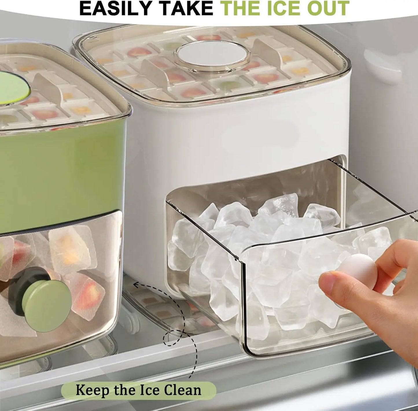 48-Grid Ice Cube Tray with Storage Bin – One-Touch Easy Release