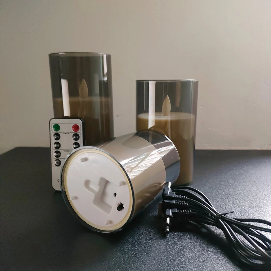 USB Rechargeable LED Candles – 3pcs Set with Remote Control